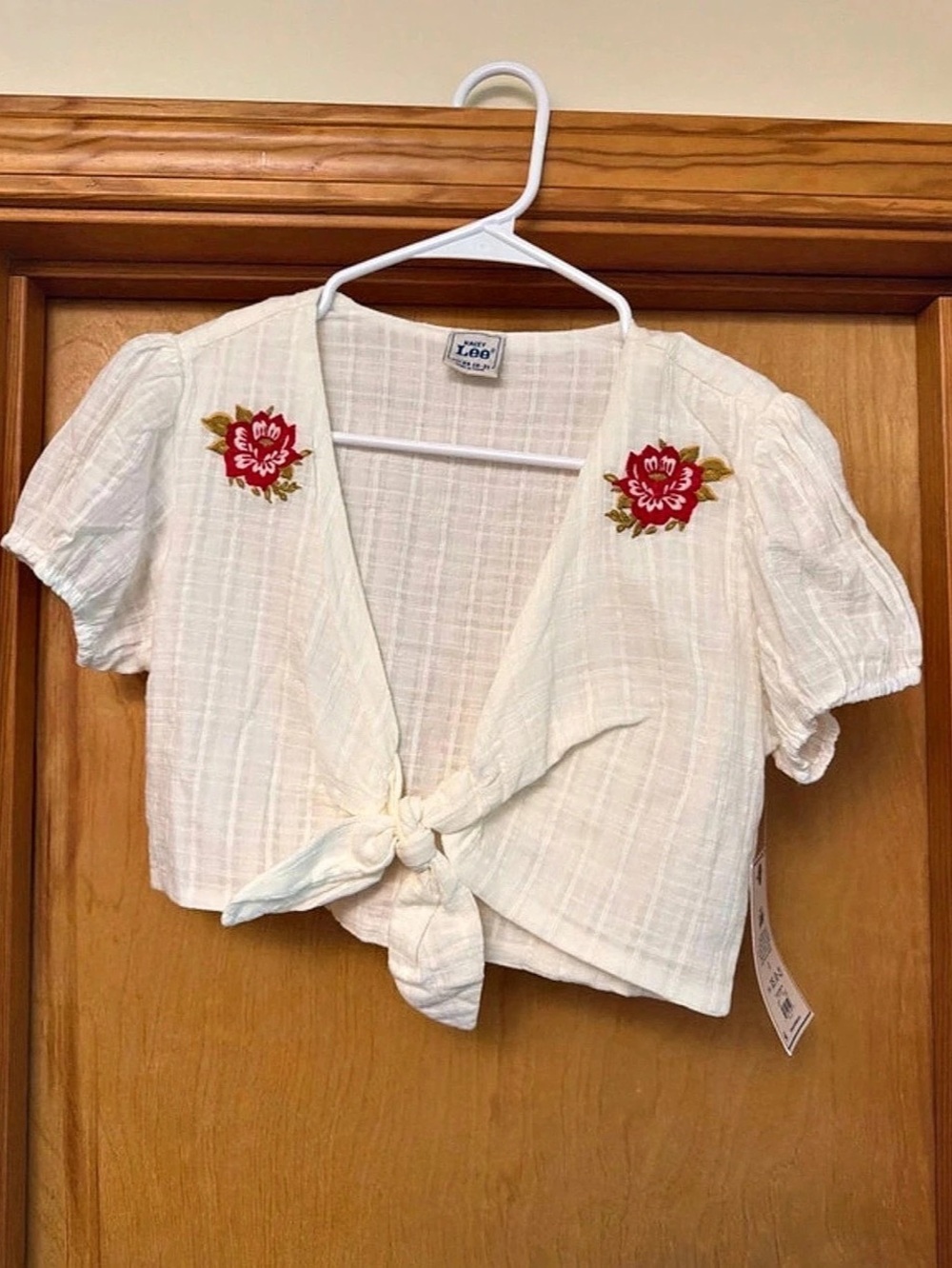 Kacey Lee Women's Tie Front Coverup Top Blouse White XS